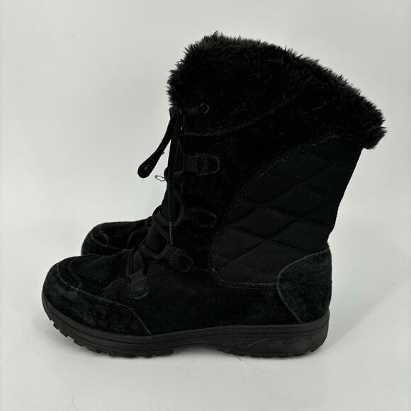 Columbia Ice Maiden Winter Boot Black Suede Leather Waterproof Faux Fur Size 9.5 - Picture 4 of 8